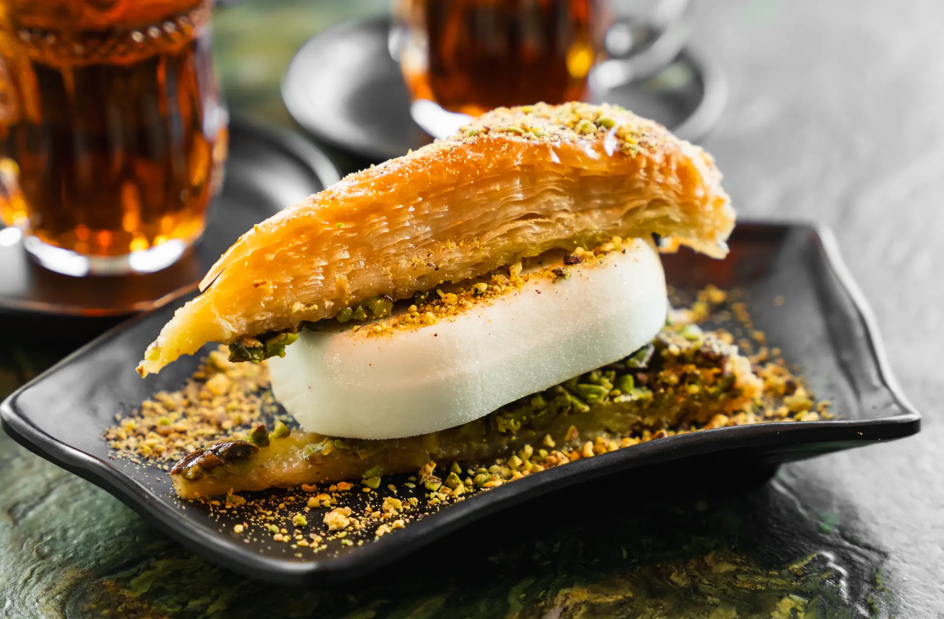 Baklava with ice-cream